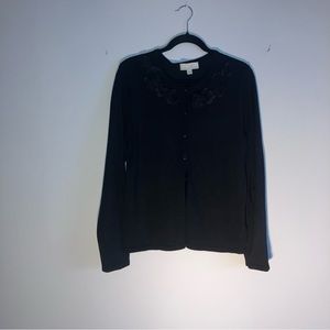 Carolyn Taylor Black Cashmere w/ tulle rosettes in size large. Vintage in perfec